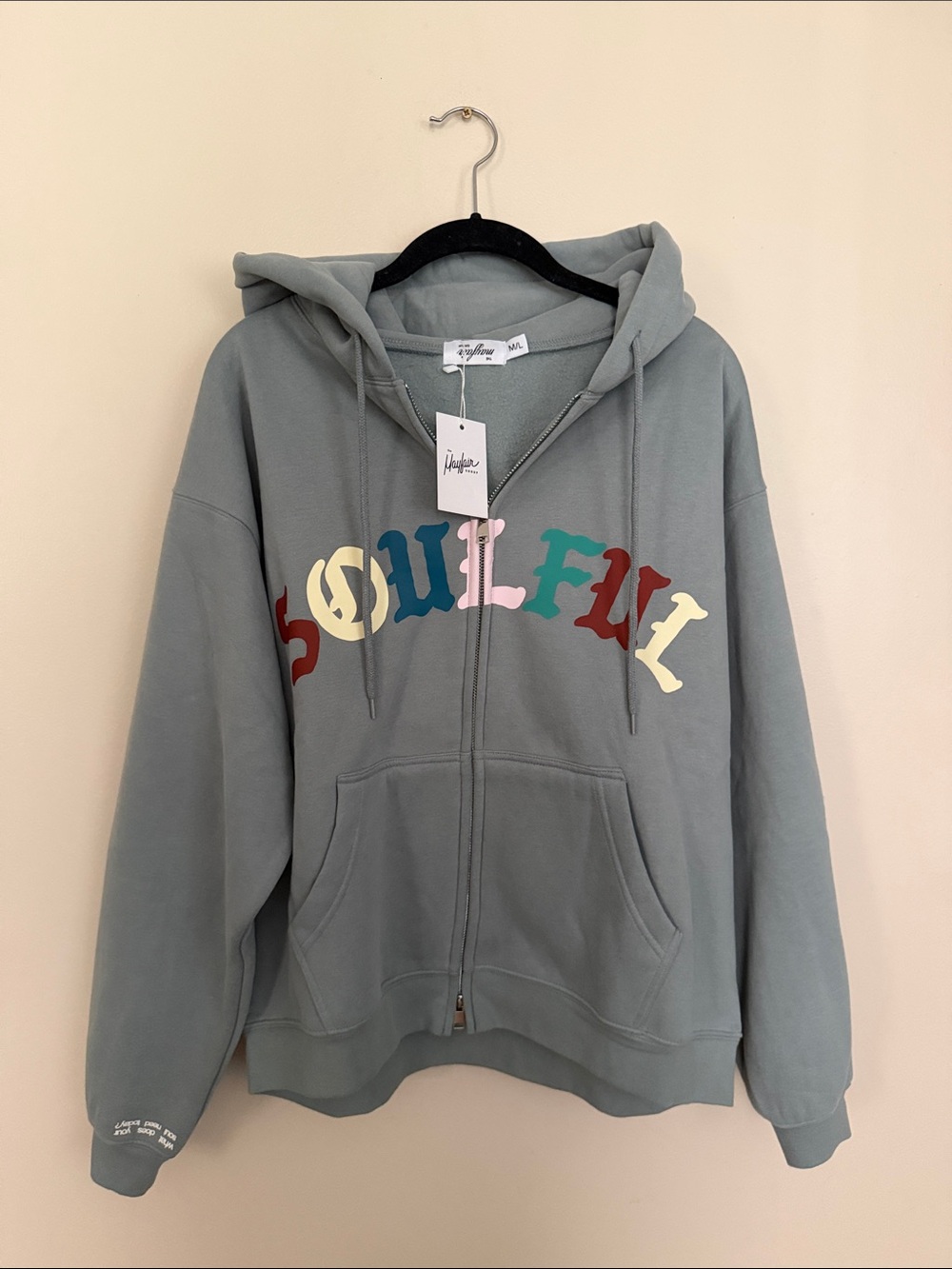 The Mayfair Group- Soulfill Zip-Up Hoodie in Sage Green